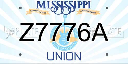 Z7776A Mississippi License Plate
