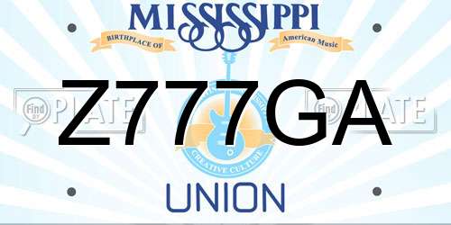 Z777GA Mississippi License Plate