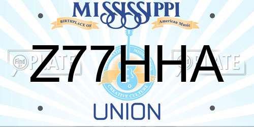 Z77HHA Mississippi License Plate