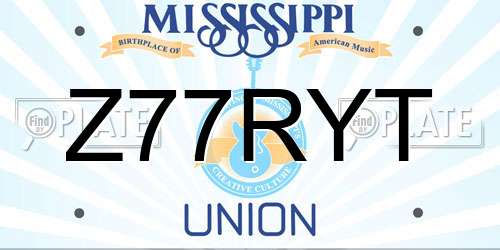 Z77RYT Mississippi License Plate