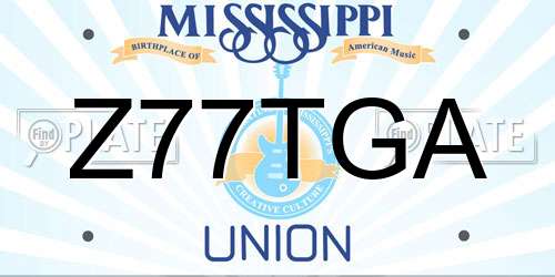 Z77TGA Mississippi License Plate
