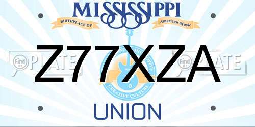 Z77XZA Mississippi License Plate