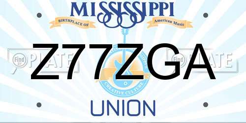 Z77ZGA Mississippi License Plate