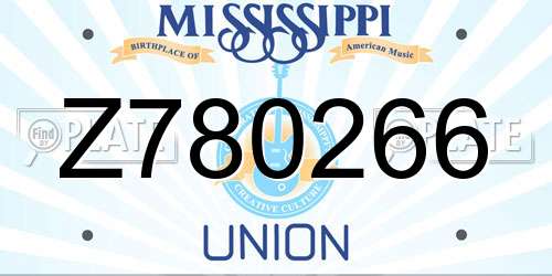 Z780266 Mississippi License Plate