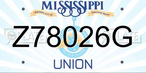 Z78026G Mississippi License Plate
