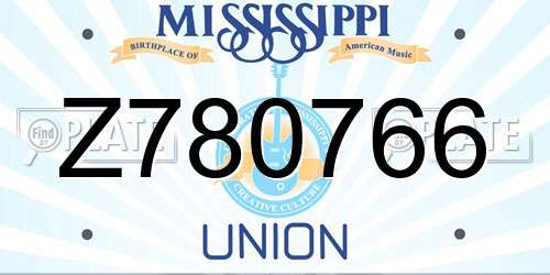 Z780766 Mississippi License Plate
