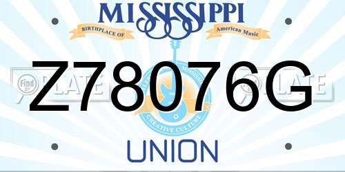 Z78076G Mississippi License Plate
