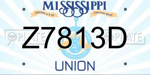 Z7813D Mississippi License Plate