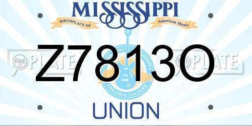 Z7813O Mississippi License Plate