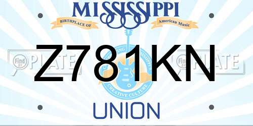 Z781KN Mississippi License Plate