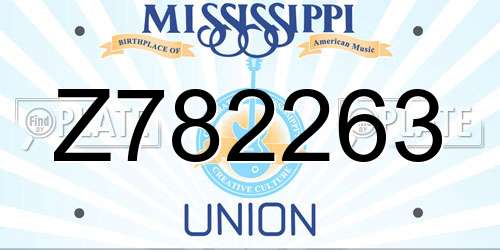 Z782263 Mississippi License Plate