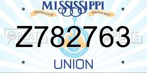 Z782763 Mississippi License Plate