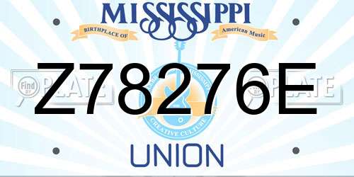 Z78276E Mississippi License Plate