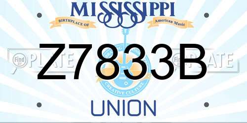 Z7833B Mississippi License Plate