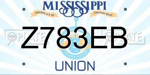 Z783EB Mississippi License Plate