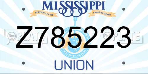 Z785223 Mississippi License Plate