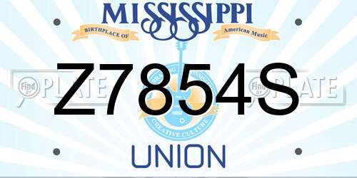 Z7854S Mississippi License Plate