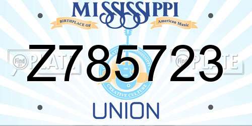 Z785723 Mississippi License Plate