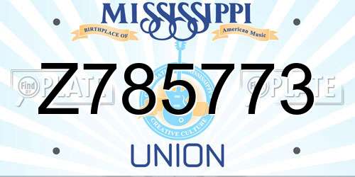 Z785773 Mississippi License Plate