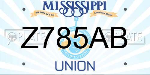 Z785AB Mississippi License Plate
