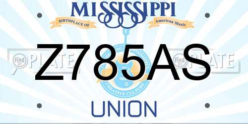 Z785AS Mississippi License Plate