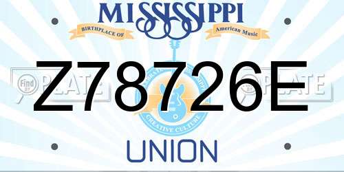 Z78726E Mississippi License Plate