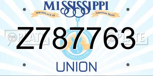 Z787763 Mississippi License Plate