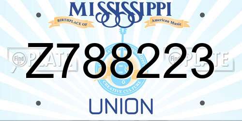 Z788223 Mississippi License Plate