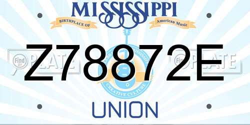 Z78872E Mississippi License Plate