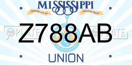 Z788AB Mississippi License Plate
