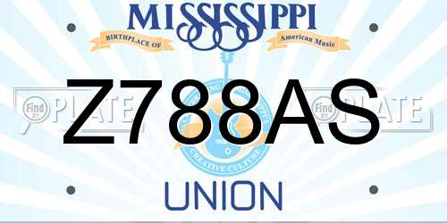 Z788AS Mississippi License Plate