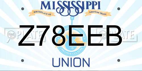 Z78EEB Mississippi License Plate