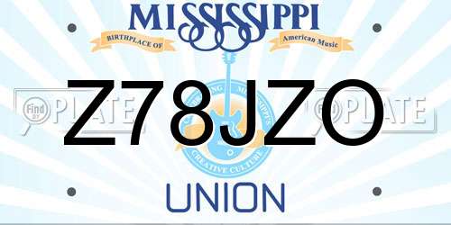 Z78JZO Mississippi License Plate