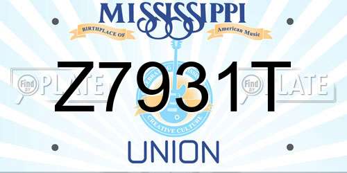 Z7931T Mississippi License Plate