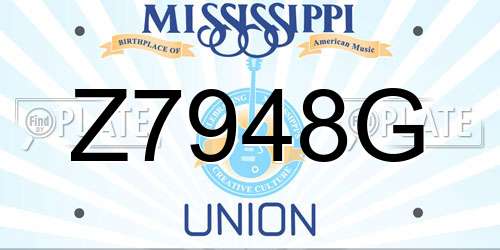 Z7948G Mississippi License Plate