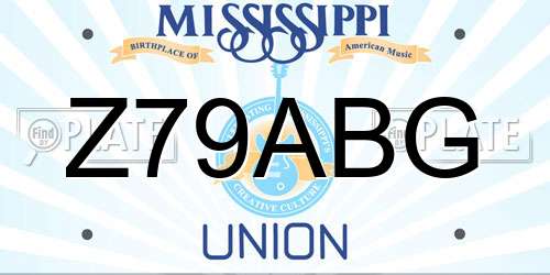Z79ABG Mississippi License Plate