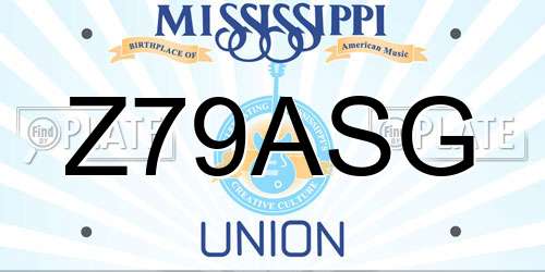 Z79ASG Mississippi License Plate