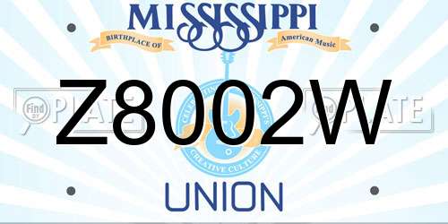 Z8002W Mississippi License Plate