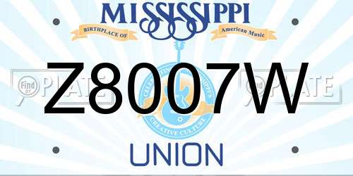 Z8007W Mississippi License Plate