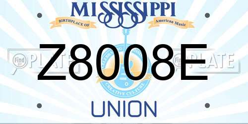 Z8008E Mississippi License Plate
