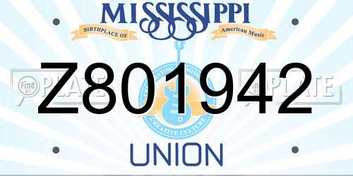 Z801942 Mississippi License Plate