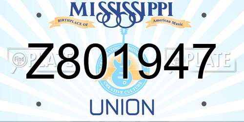 Z801947 Mississippi License Plate