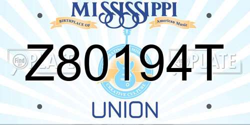 Z80194T Mississippi License Plate