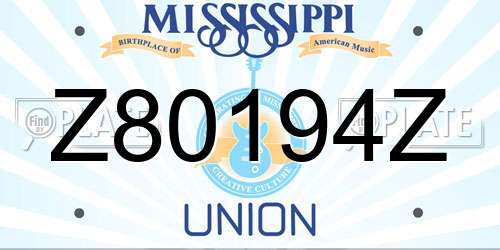 Z80194Z Mississippi License Plate