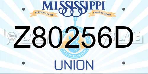 Z80256D Mississippi License Plate