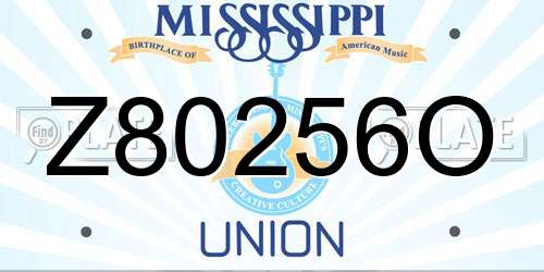 Z80256O Mississippi License Plate