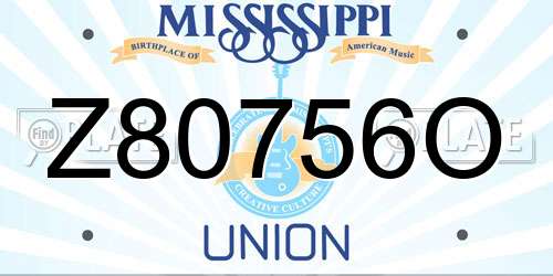 Z80756O Mississippi License Plate