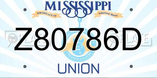 Z80786D Mississippi License Plate