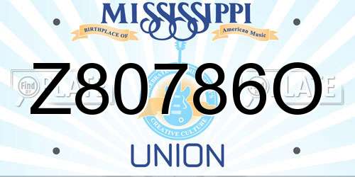 Z80786O Mississippi License Plate