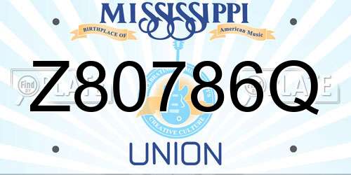Z80786Q Mississippi License Plate